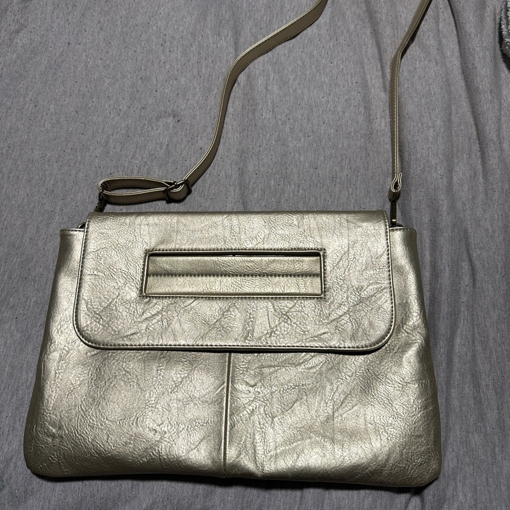 Gold cross body purse